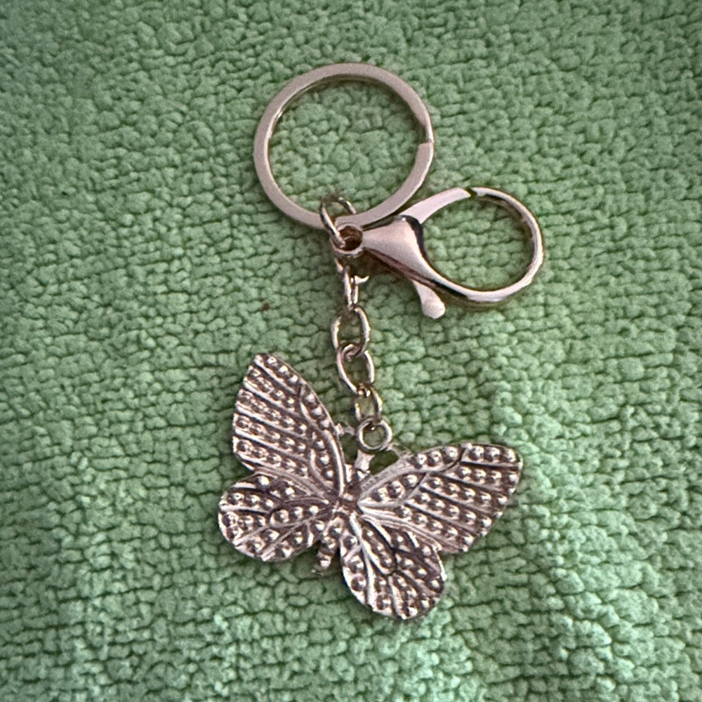 Keychain Red Rhinestone Butterfly - Picture 2 of 2